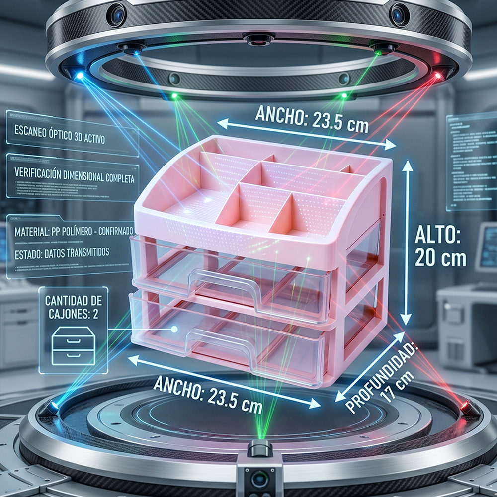 Organizador de Escritorio con 2 Cajones Transparentes con Compartimentos Superiores - Image 4