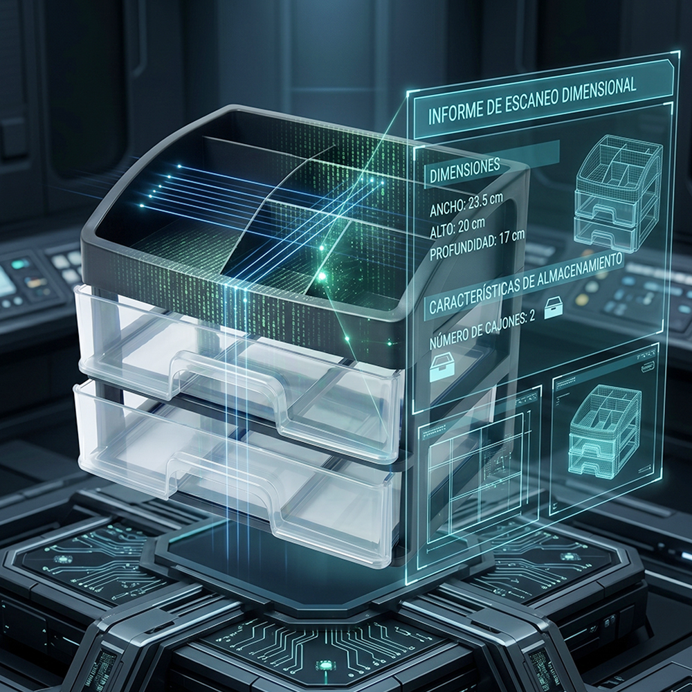 Organizador de Escritorio con 2 Cajones Transparentes con Compartimentos Superiores - Image 4