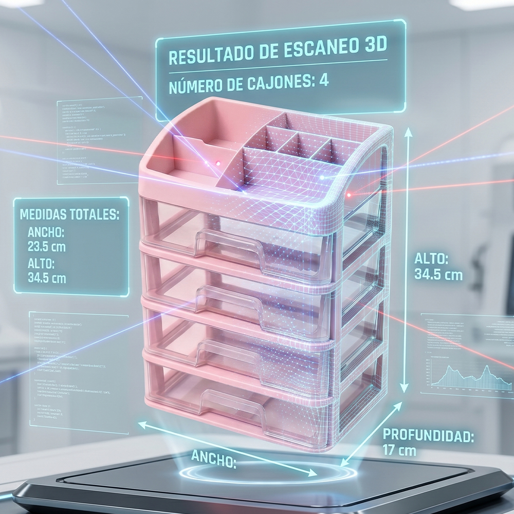 Organizador de Escritorio con 4 Cajones y Compartimentos Superiore Caja Organizadora - Image 4