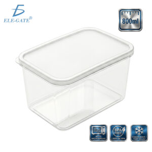 Contenedor Rectangular Transparente de 800 ml con Cierre Seguro, Recipiente Compacto para Lunch, Snacks, Fruta y Alimentos, Ideal para Casa, Oficina y Escuela
