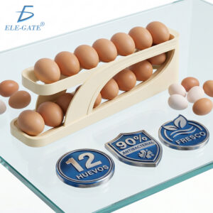 Dispensador de Huevos Rodante de 2 Nivele para Refrigerador Ahorra Espacio Portahuevos para Cocina