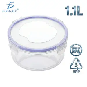 Tupper Hermético 1.1L con 4 Seguros Antiderrames Contenedor de Plástico para Alimentos