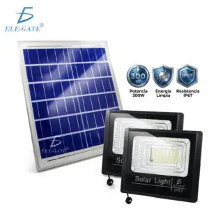 Set de 2 Reflector LED Solar 300W para Exterior con Panel Solar y Control Remoto