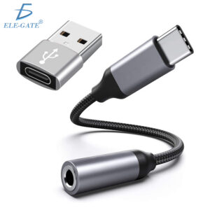 Adaptador de Audio USB-C a Jack 3.5 mm con Cable Trenzado incluye adaptadro USB a tipo C