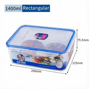 Contenedor Rectangular Transparente de 1400 ml con Tapa