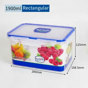 Contenedor Rectangular Transparente de 1900 ml con Tapa