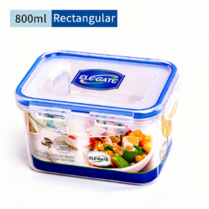 Contenedor Hermético Rectangular Transparente 800 ml para Alimentos Lunch y Refrigerador