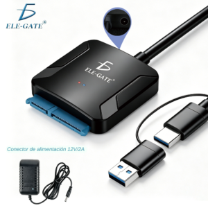 Adaptador SATAlll a Type C USB 3.0 para HDD/SSD 2.5 con Adaptador de Corriente