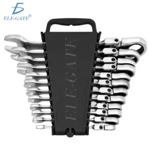 Juego de 12 Llaves Combinadas con Matraca Articulada 180°, Cr-V, 8 a 22 mm