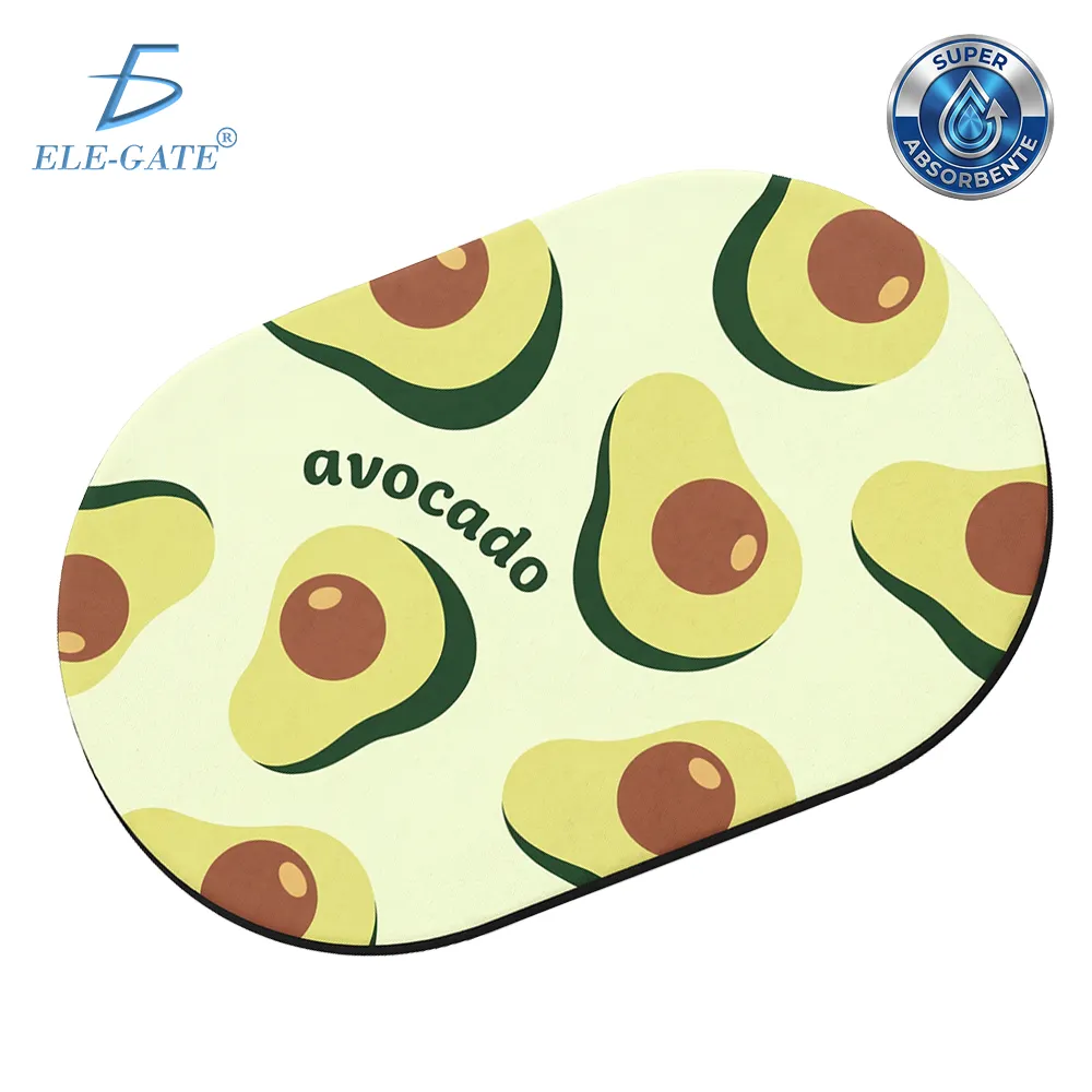 Tapete Absorbente 40 x 60 cm Diseño Aguacate, Secado Rápido para Baño, Dormitorio y Entrada