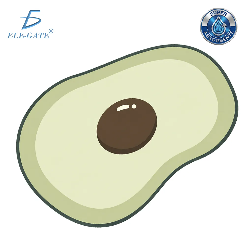 Tapete Absorbente 40 x 60 cm Diseño Aguacate, Secado Rápido para Baño, Dormitorio y Entrada