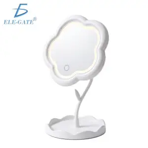 Espejo LED Floral con 3 Tonos y Base Organizadora