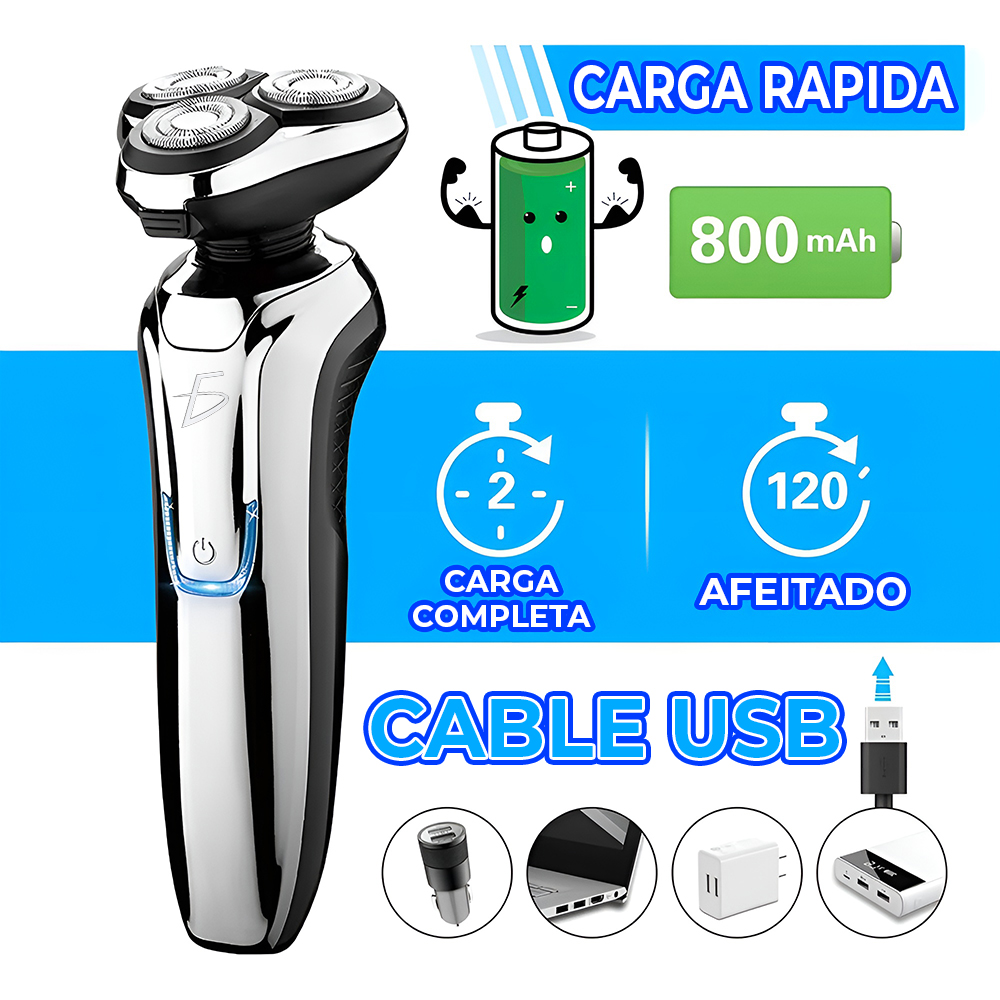 Afeitadora Eléctrica 3 en 1 Recargable USB con Cabezales Flotantes 4D - Image 2