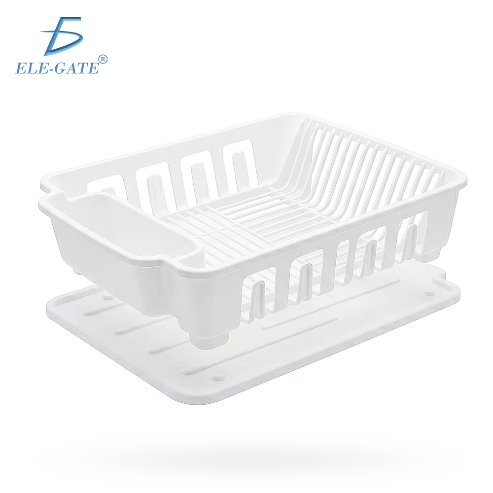 Escurridor de Platos Balnco con Charola Desmontable Blanco, 43.5 x 34 x 11 cm