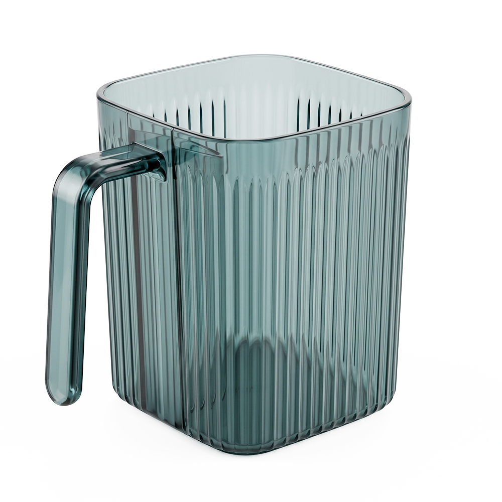 Vaso Organizador para Baño con Porta Cepillo de Dientes, Recipiente Verde Transparente con Asa - Image 3