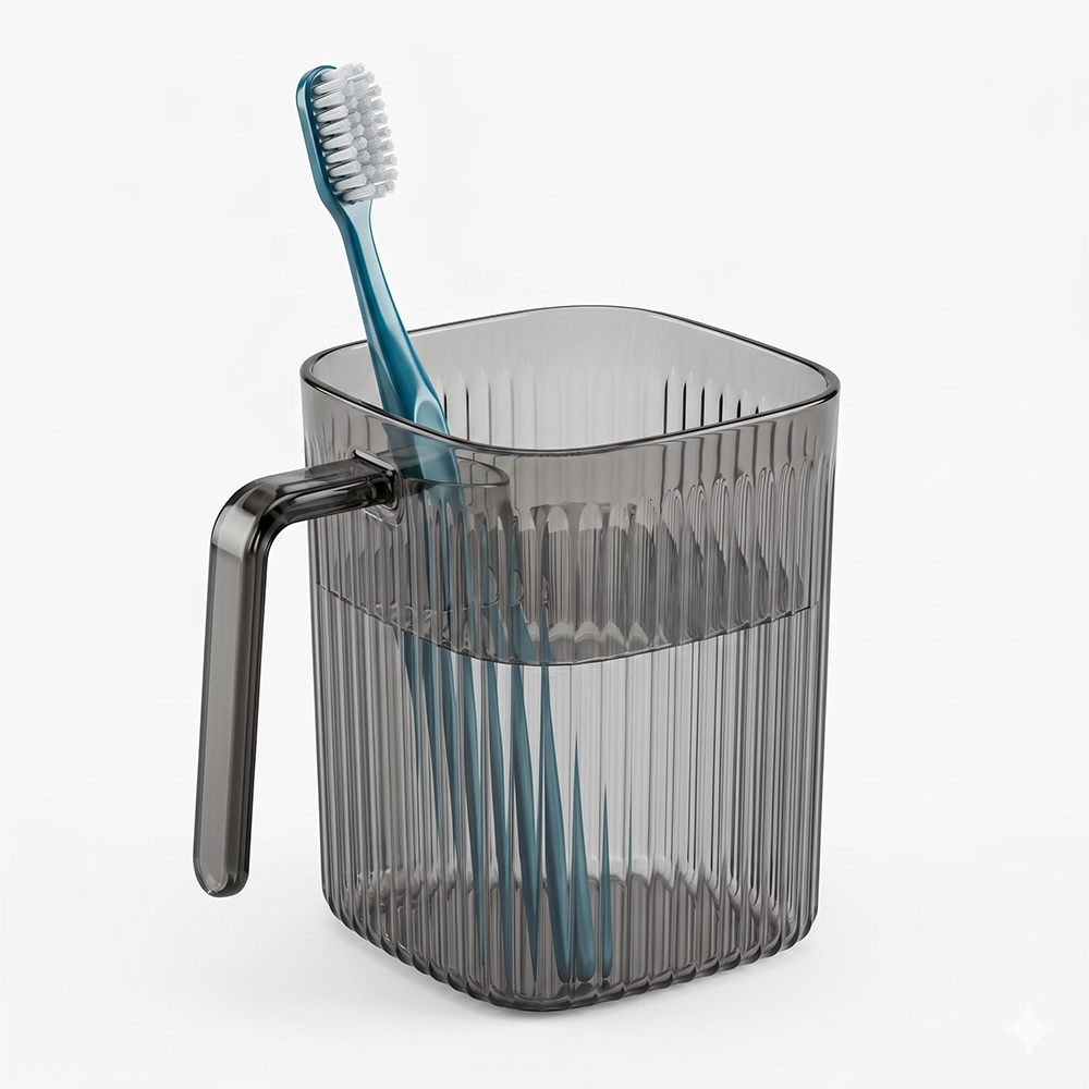 Vaso Organizador para Baño con Porta Cepillo de Dientes color Humo - Image 4