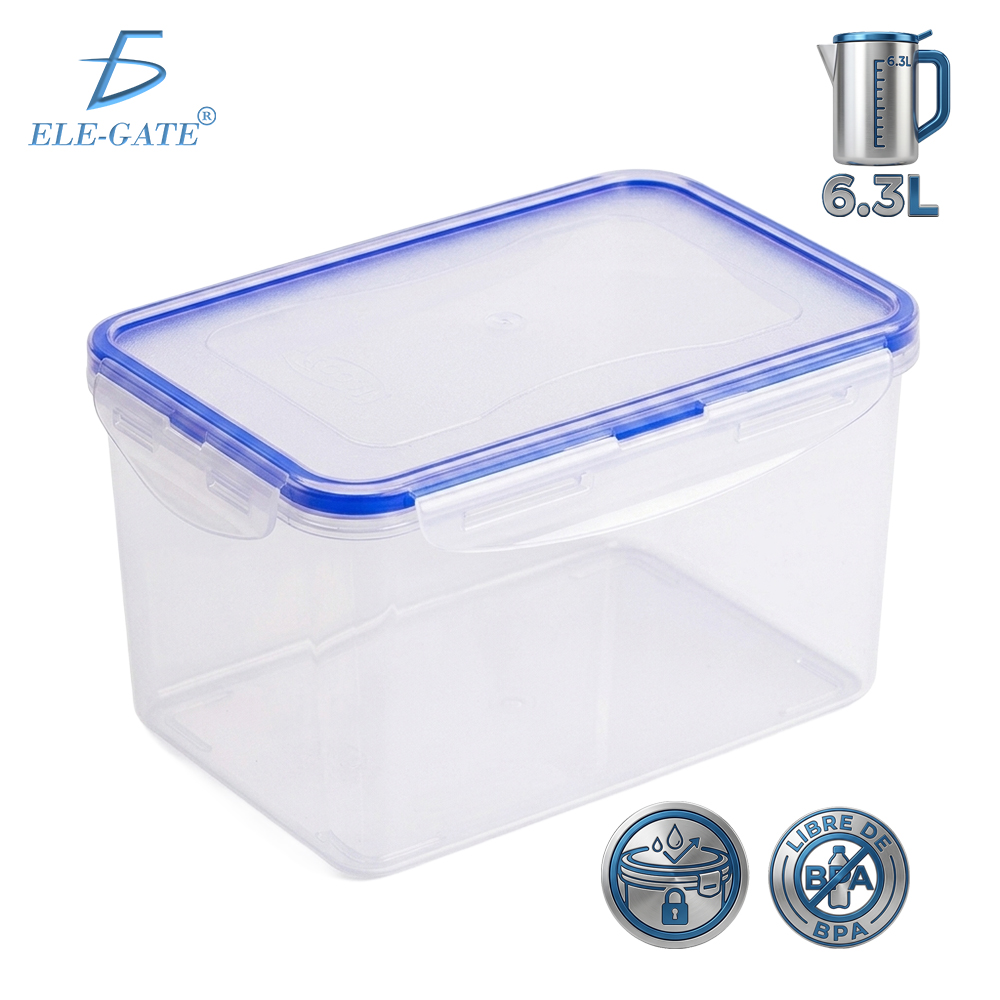 Tupper Hermético 6.3L con 4 Seguros Antiderrames para Microondas y Refrigerador