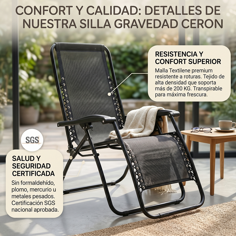 Silla camastro reclinable gravedas plegable jardin y playa - Image 4