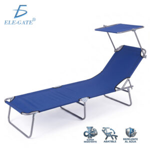 Silla Plegable con Sombrilla de Gravedad Cero Reclinable para Jardín y Playa, Silla Exterior Portátil para Terraza, Camping, Patio y Descanso al Aire Libre