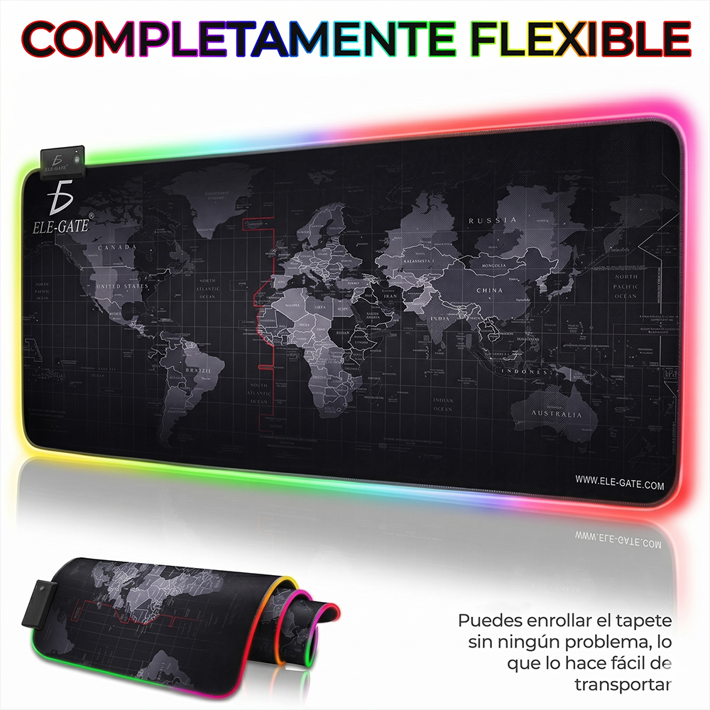 Mouse Pad Gamer Diseño de Mapa con Luz Led RGB Iluminado 90×40 CM - Image 2