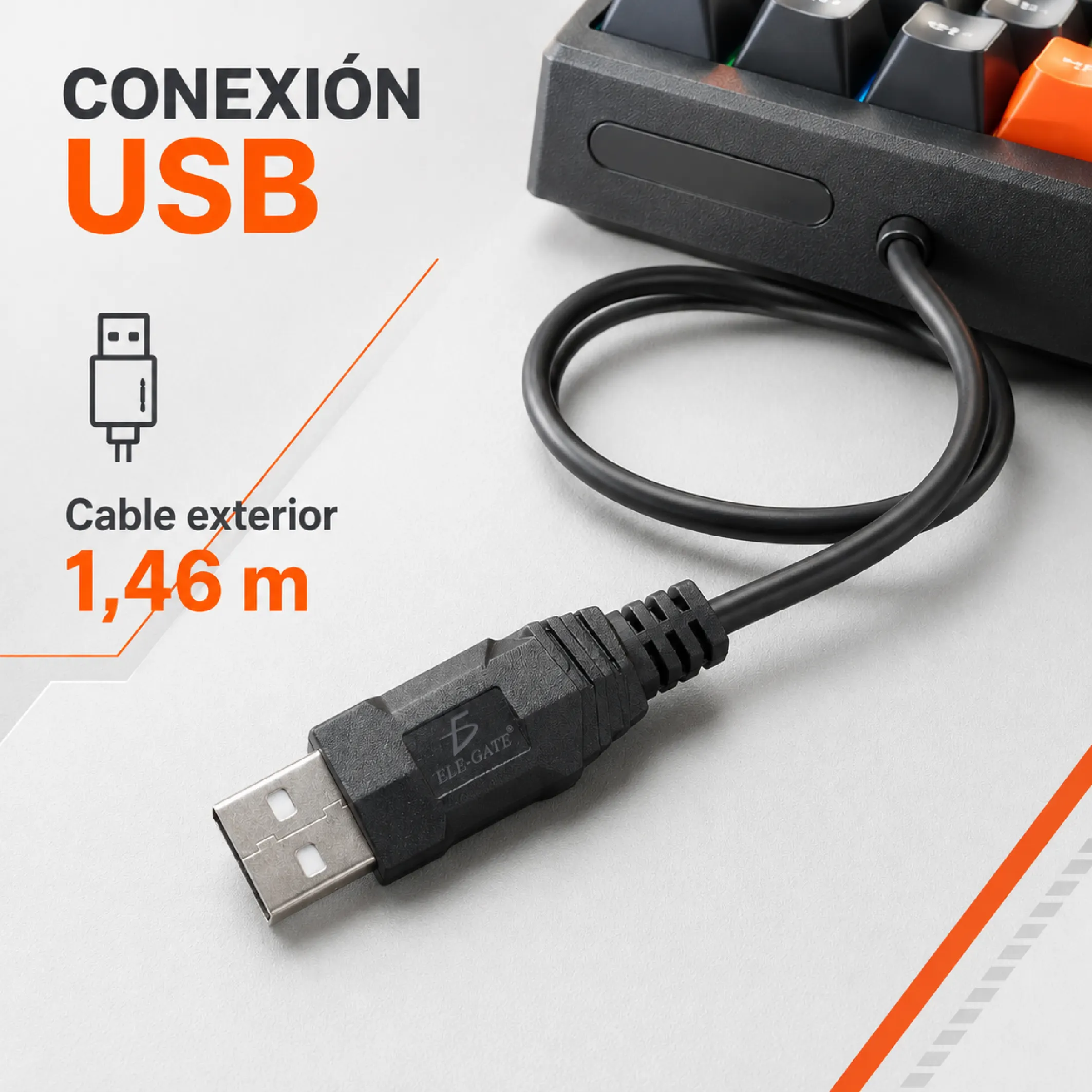 Teclado Gamer USB con Perilla Multimedia y Luz Arcoíris - Imagen 5