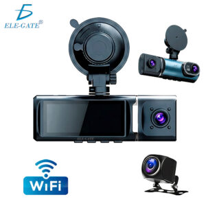 Cámara para Auto 4K 3 Canales con WiFi 5GHz Frontal 4K + Interior 1080P + Trasera 1080P