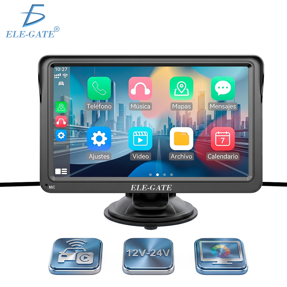 Pantalla CarPlay y Android Auto Inalámbrica 7” Universal para Auto Bluetooth 5.1 WiFi 6 GPS Multimedia