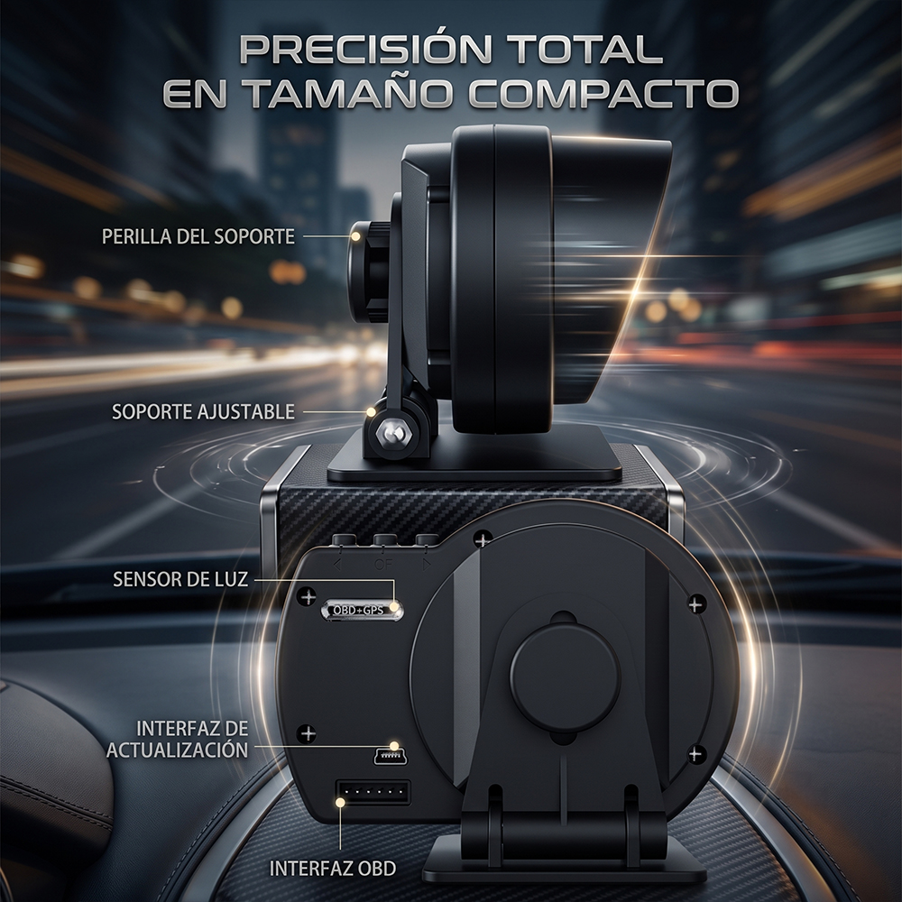 Medidor OBD2 + GPS con pantalla digital, 9 interfaces, alarmas de velocidad, RPM, voltaje, temperatura, luz ambiental y monitoreo en tiempo real. - Image 6