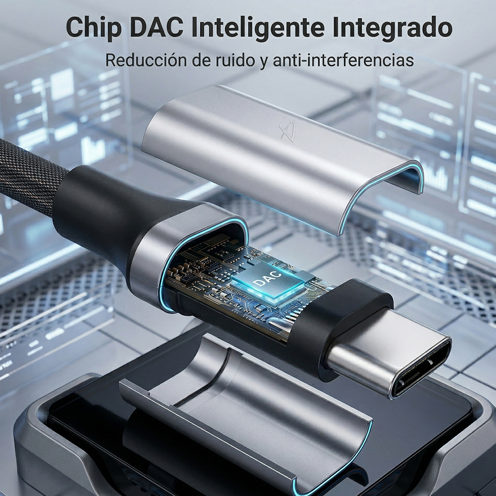 Adaptador USB-C a Jack 3.5 mm HiFi de 0.15m con Chip DAC Integrado - Image 2