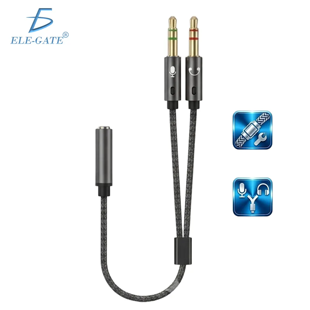 Splitter de Audio 3.5 mm Trenzado para PC | Adaptador Y Auriculares y Micrófono Hi-Fi