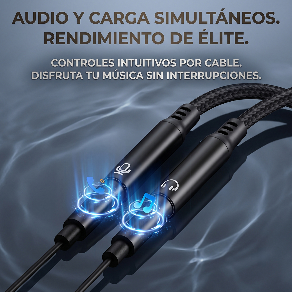Cable Adaptador de Audio USB-A a Doble 3.5mm para Auriculares y Micrófono | Sonido HiFi, Voz Clara, Trenzado Reforzado - Image 2