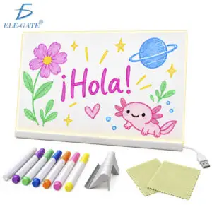 Pizarra Acrílica LED 35x26 cm USB para Dibujar, Escribir y Crear con Luz