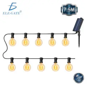 Guirnalda solar G40 de 7.5 m con 10 focos, luz cálida y encendido automático