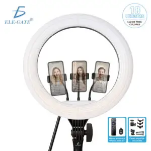 Aro de Luz LED de 18 Pulgadas para 3 Celulares con 3 Tonos