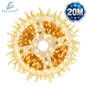 Serie de luces LED cálidas de 20 m con 600 LED y 8 modos