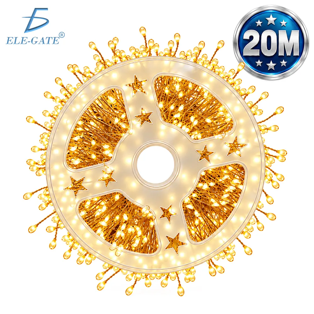 Serie de luces LED cálidas de 20 m con 600 LED y 8 modos