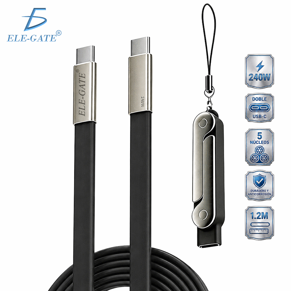 Cable USB-C a USB-C 240W con soporte desmontable 2 en 1