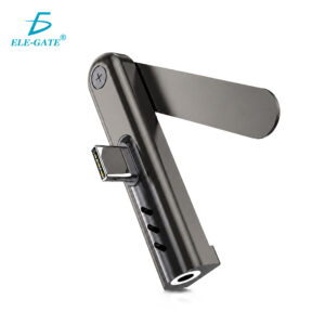 Adaptador Type-C a 3.5 mm con soporte plegable 2 en 1 | Audio Hi-Fi, DAC inteligente y manos libres