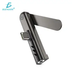 Adaptador Type-C a 3.5 mm con soporte plegable 2 en 1 | Audio Hi-Fi, DAC inteligente y manos libres