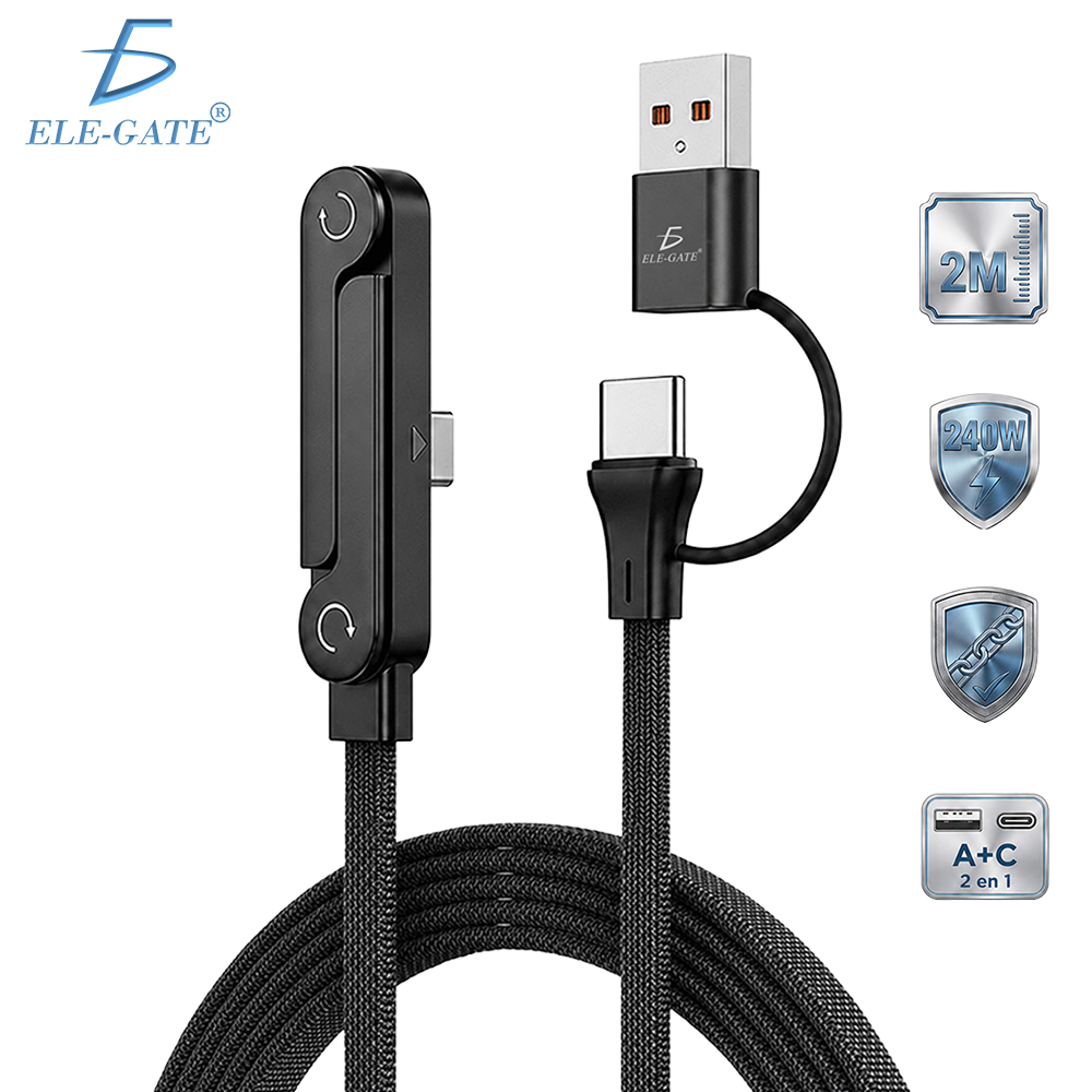 Cable 2 en 1 USB-C + A de 2 metros con carga rápida de hasta 240W
