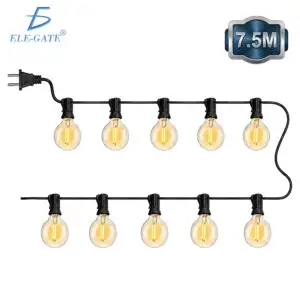 Guirnalda G40 de 7.5 m con 10 focos, luz cálida fija y conexión a 110 V