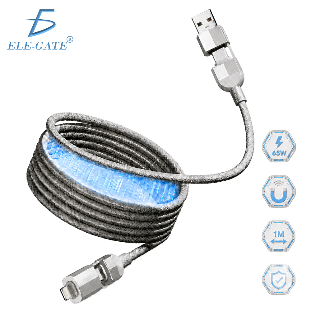 Cable Cargador Inteligente Magnético 65W para Auto Carga Rápida