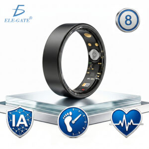 Anillo Inteligente de Salud Titanio Plata Ultra 9.0 | Monitor de Sueño, Actividad, Ritmo Cardíaco y SpO2