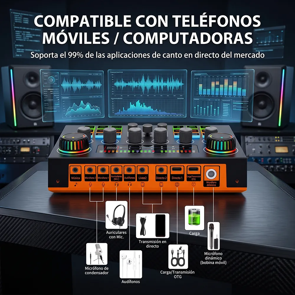 Mezcladora de Audio Bluetooth con OTG USB-C para Streaming - Imagen 5