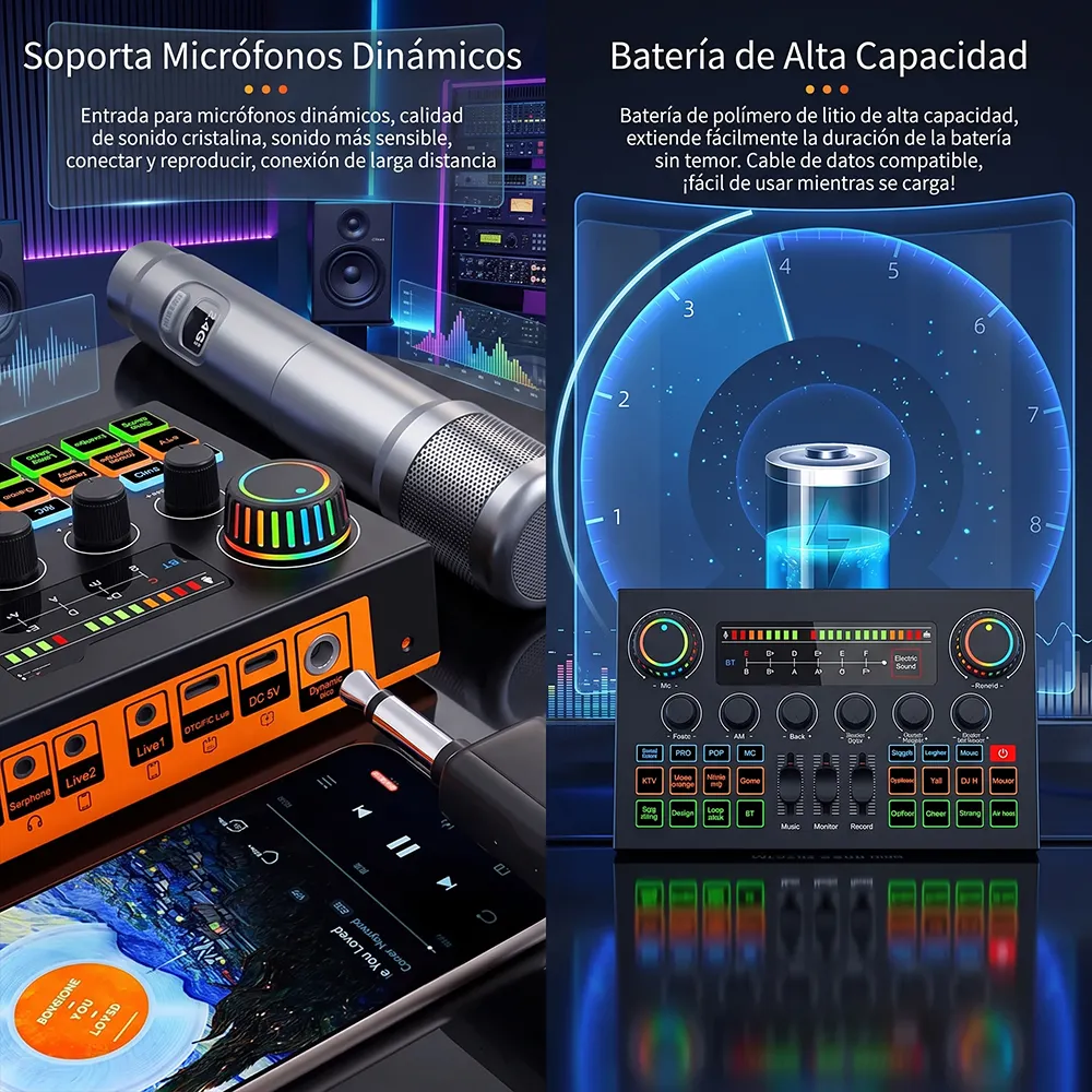 Mezcladora de Audio Bluetooth con OTG USB-C para Streaming - Imagen 2