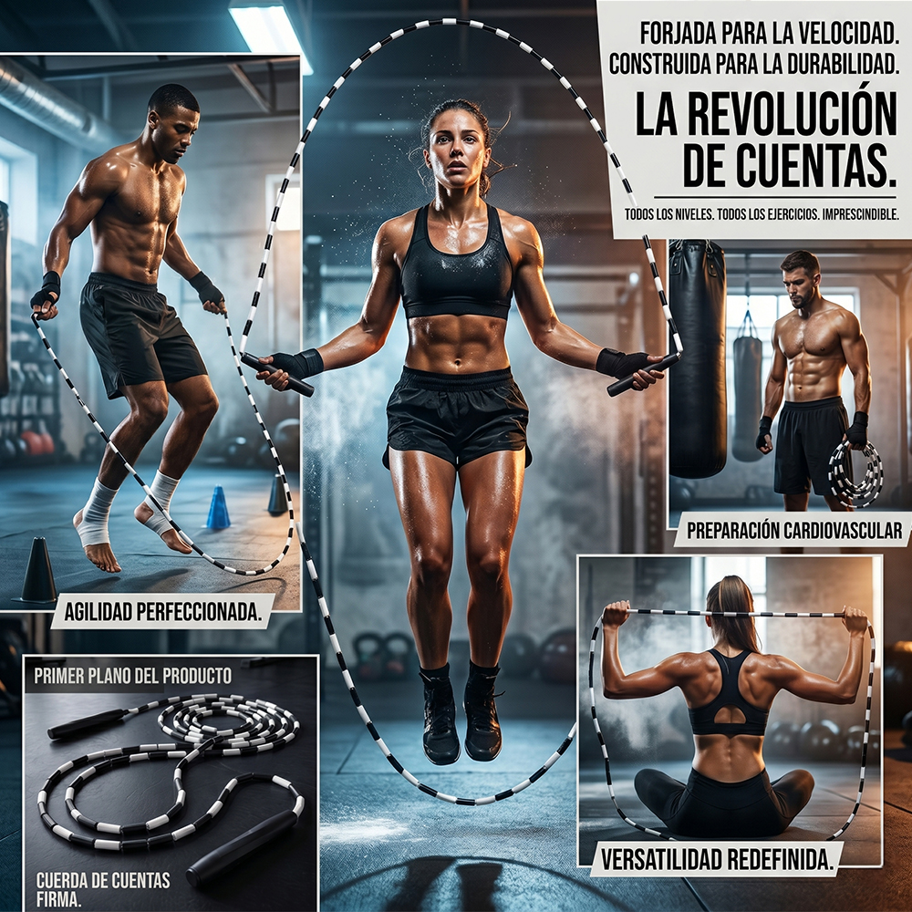 Cuerda de Saltar con Cuentas Plásticas Resistentes para Cardio 2 m - Image 2