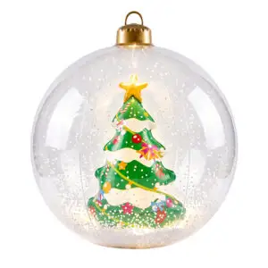 Esfera Navideña Inflable 60 cm con LED y Árbol de Navidad