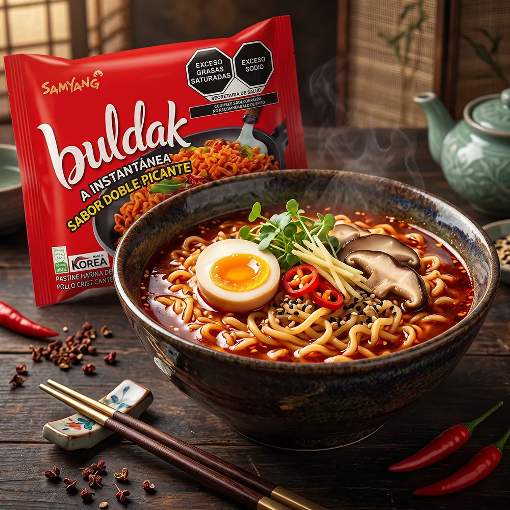 Samyang Buldak Sopa Instantánea Sabor Pollo Doble Picante 140 g - Imagen 4