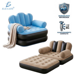 Sillón Inflable Ergonómico con Reposapiés | Sofá Portátil para Hogar, Camping y Piscina
