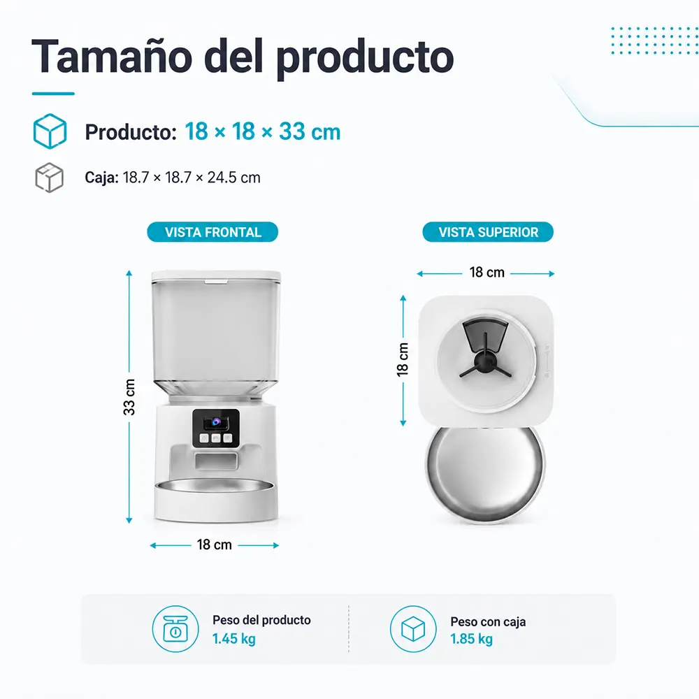 Comedero Automático con Cámara 2K y WiFi para Perros y Gatos - Imagen 5